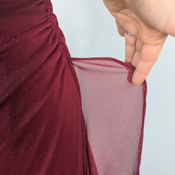 Vintage Nites Prom Dress Maxi Gown 6P Red Fairy Y2K Goth 90s Ombre Ruffle Glam - Picture 3 of 12